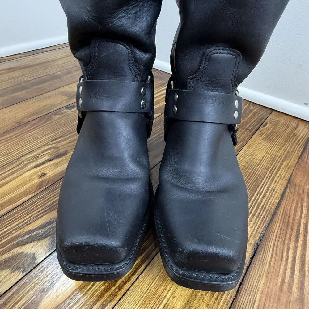 Double-H HH Black Leather Harness Boots Mens 9 | Motorcycle Riding Engineer - Picture 3 of 14